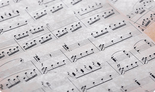close up music notes paper
